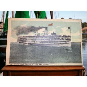 Steamer Greyhound Detroit Toledo MI OH Vintage Postcard 1908 Posted